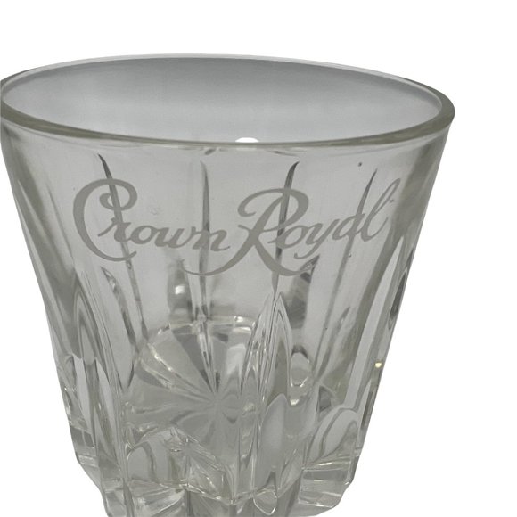 Crown Royal Lowball Whiskey Glass Diamond Starburst Pattern Italy 3.5" - Picture 2 of 7